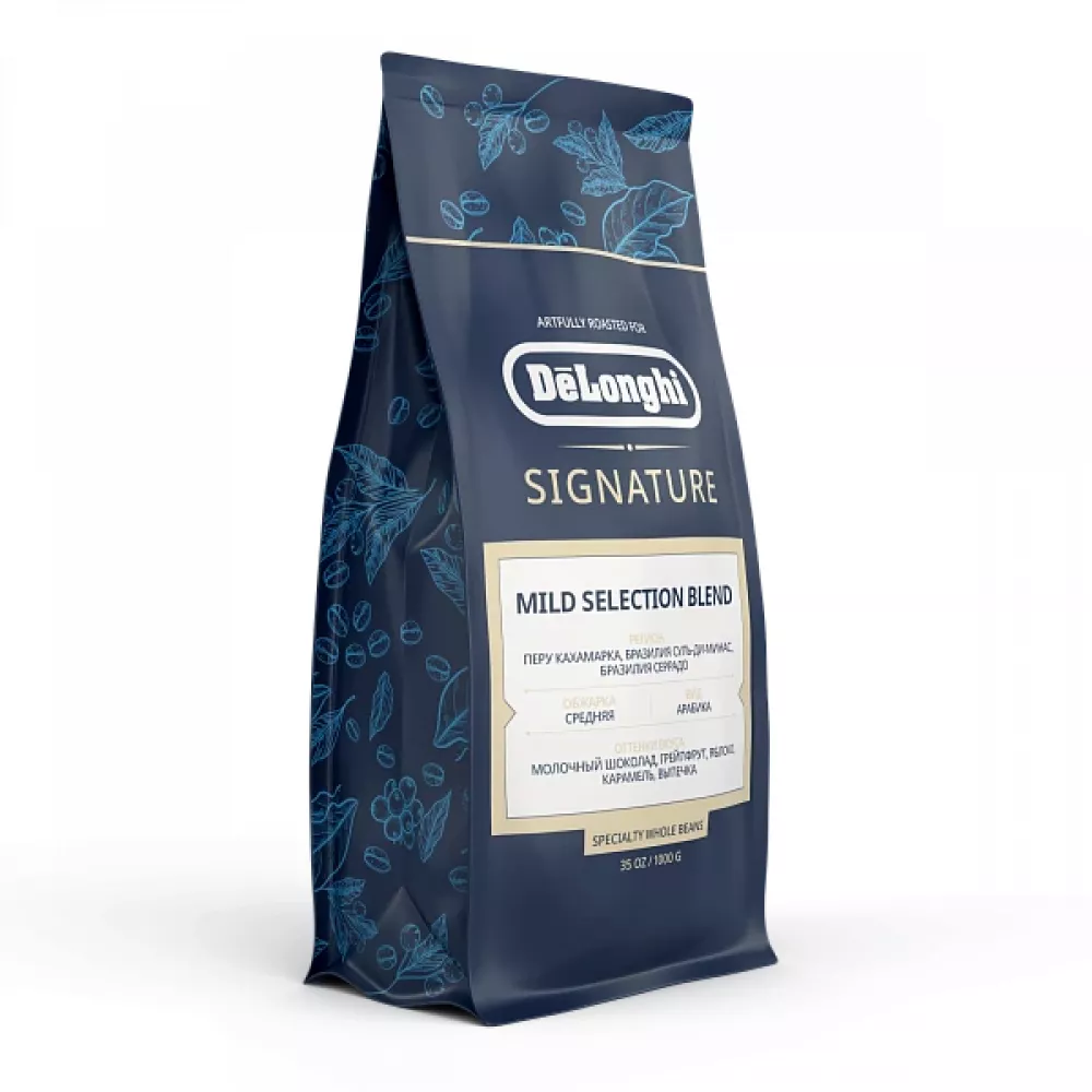 Кофе в зернах DeLonghi Signature coffee Mild Blend 1кг.